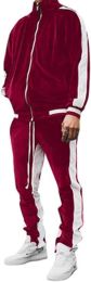 Men's 2 Pieces Full Zip Tracksuits Golden Velvet Sport Suits Casual Outfits Jacket & Pants Fitness Tracksuit Set (size: S)