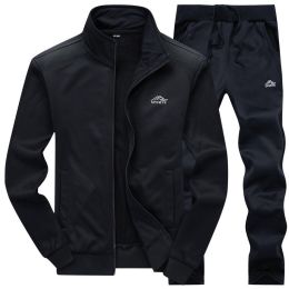 Men's 2 Pieces Full Zip Tracksuits Sport Suits Casual Outfits Jacket & Pants Fitness Tracksuit Set (size: M)