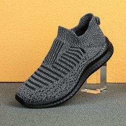 2022 Men Casual Fashion Leisure Loafers Comfortable Breathable Walking Tenis Sports Shoes Male Outdoor Jogging Fitness Sneakers (Color: Grey)