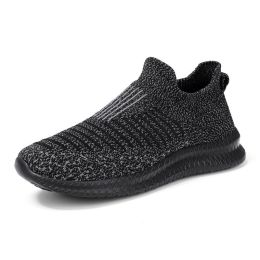 2022 Men Casual Fashion Leisure Loafers Comfortable Breathable Walking Tenis Sports Shoes Male Outdoor Jogging Fitness Sneakers (Color: Dark Grey)