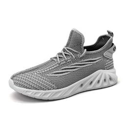 Male Mesh Breathable Walk Jogging Tennis Sneakers Indoor Fitness Non-slip Trainers Men Casual Comfortable Running Sports Shoes (Color: GRAY)