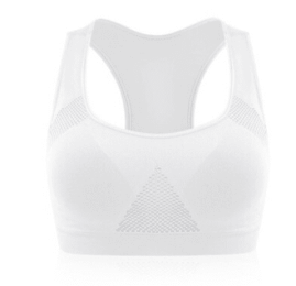 Women Running Sports Bra , Gym Fitness Women Seamless Padded Vest Tanks (Color: White)