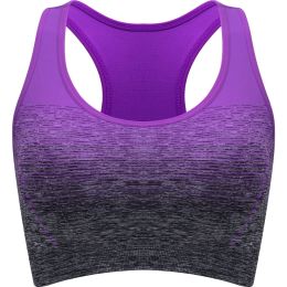 1pc/2pcs/3pcsMedium Support Two Tone Racer Back Sports Bra, Fitness Workout Running Yoga Bra (Color: Purple)