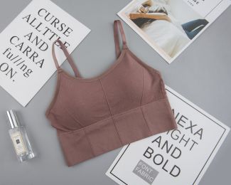 Women Sports Bra back bra Quick Dry Padded Shockproof Gym Fitness Running Sport Brassiere Tops Push Up Bras Sports Bra Crop Top (Color: Bean paste)
