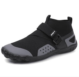 New middle help fitness sneakers outdoor beach swimming shoes couple leisure cycling shoes (Color: BLACK)