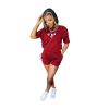 L285247-1 Women Fitness Clothing Fashion Summer Short-sleeve Alphabet Sports Suit